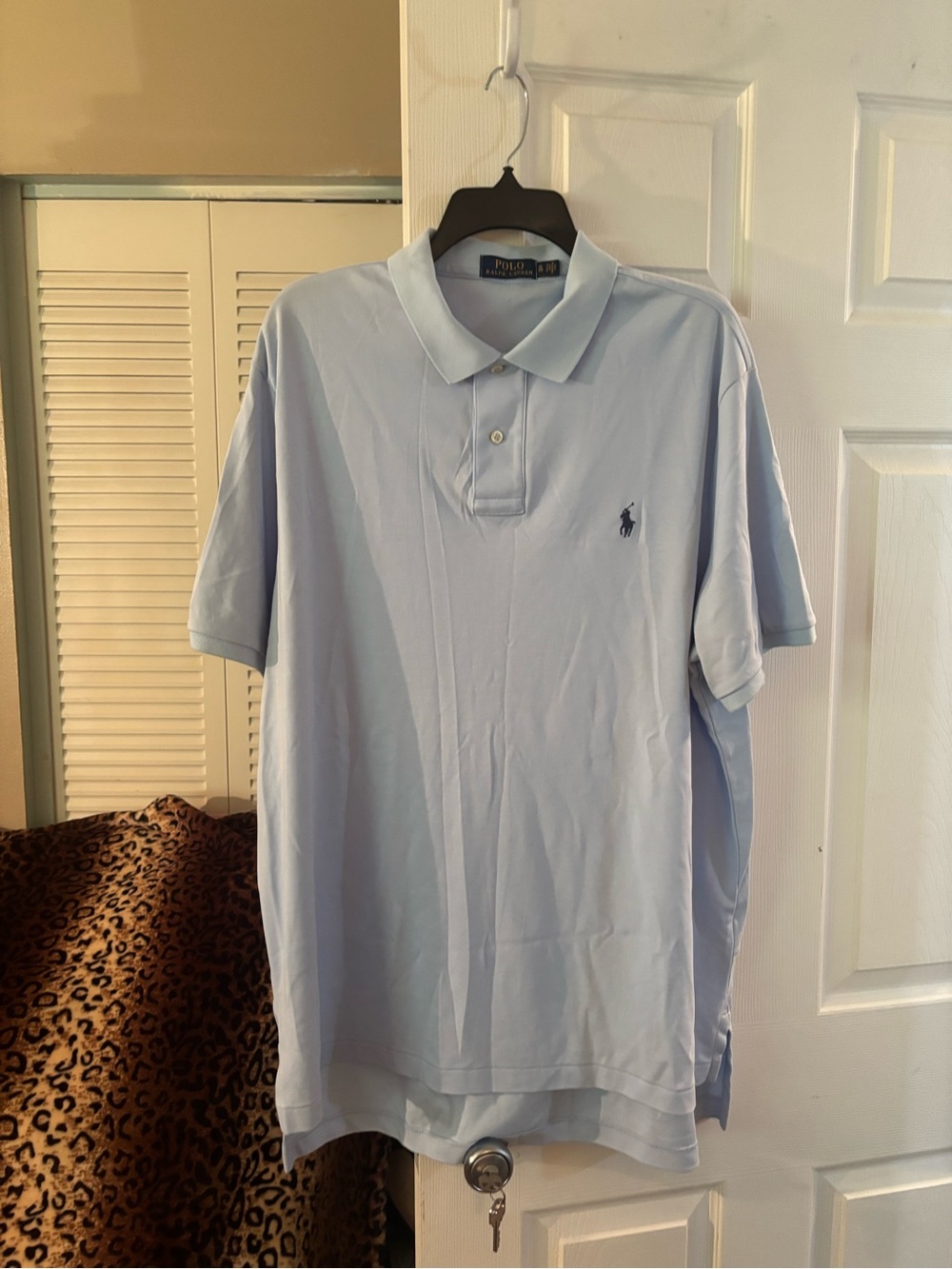 Polo by Ralph Lauren Pale Blue Cotton Polo Shirt with Embroidered Pony